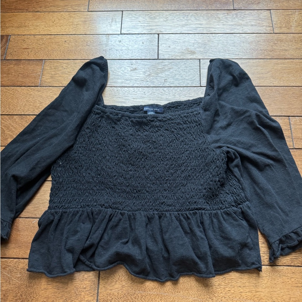 (BOGO) American Eagle Outfitters Black Smocked Blouse